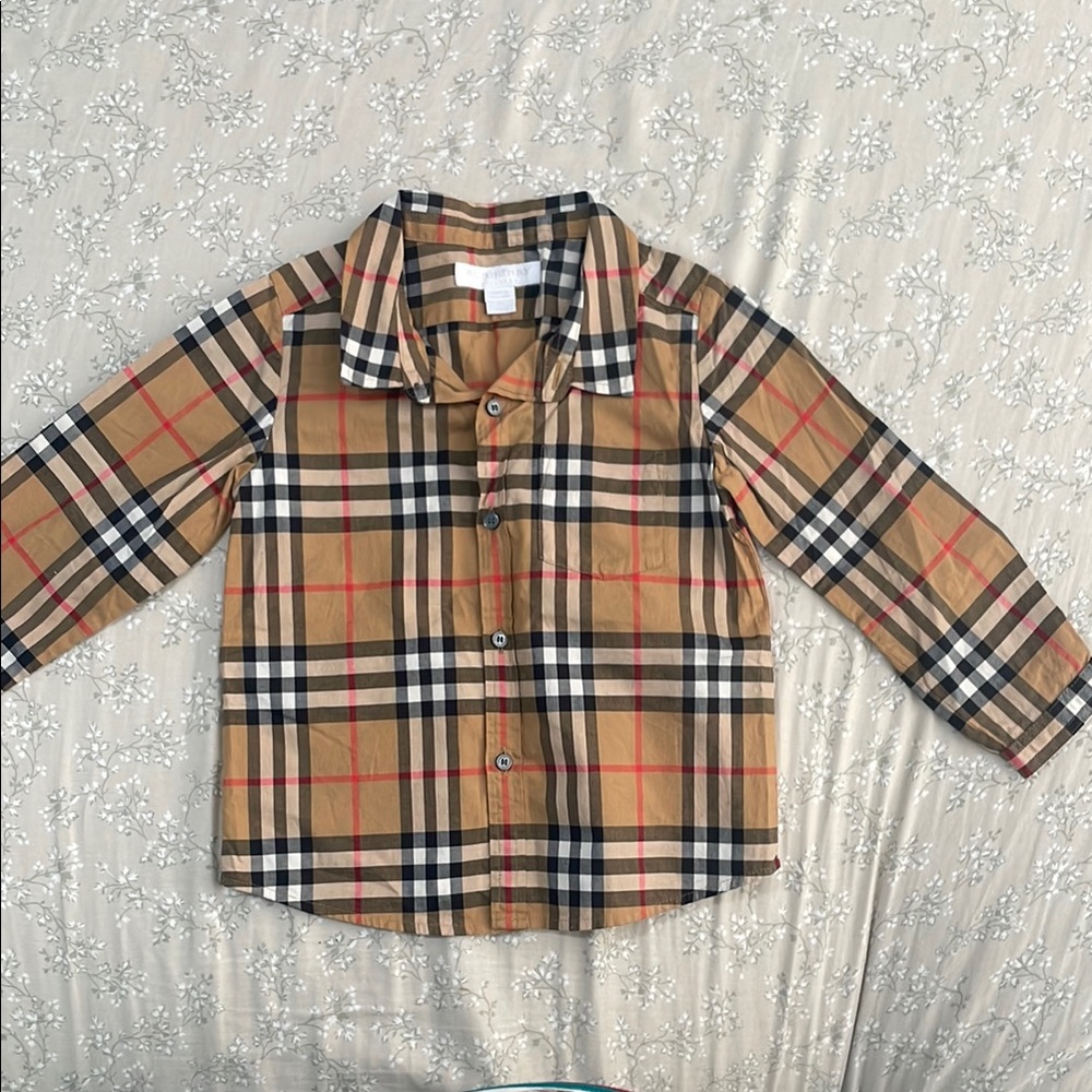 Kids Check Long-Sleeve Shirt 'Archive Beige